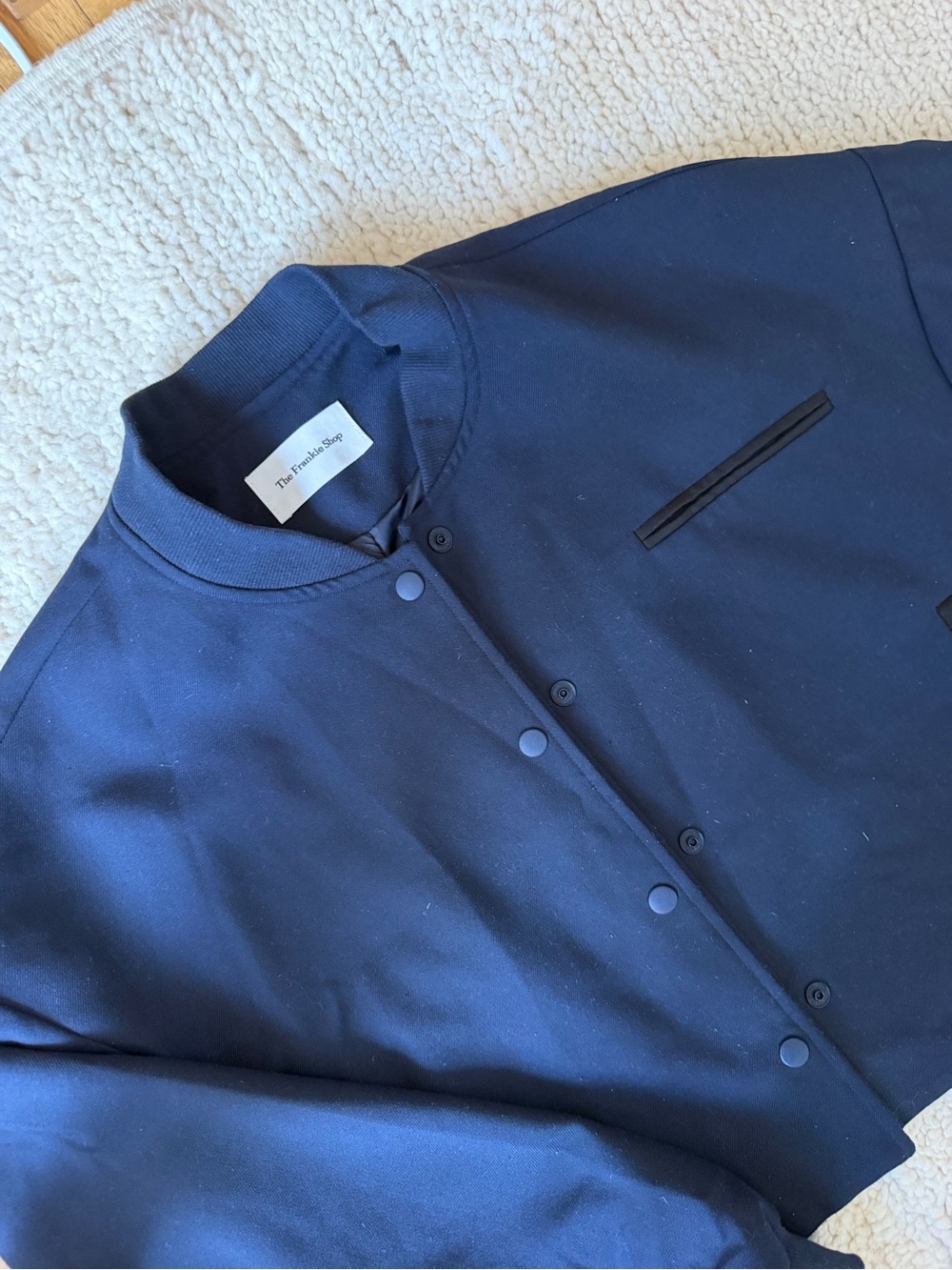 Frankie Shop Cropped Bomber Jacket in Navy - Picture 4 of 7